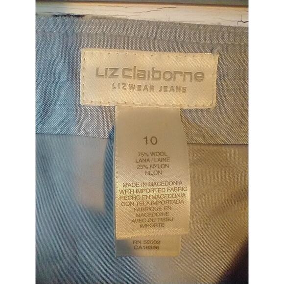 VTG Liz Claiborne Wool Blend Plaid Gray Wrap Skirt Buckle Sz 10 Y2K Preppy - Picture 5 of 6